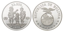 No reserve - Bolivia. 200 Pesos Bolivianos - Year of the Child. 1979.