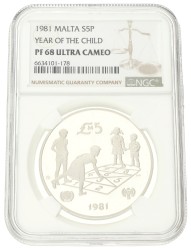 No reserve - Malta. 5 Liri - Year of the Child. 1981.