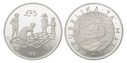 No reserve - Malta. 5 Liri - Year of the Child. 1981.