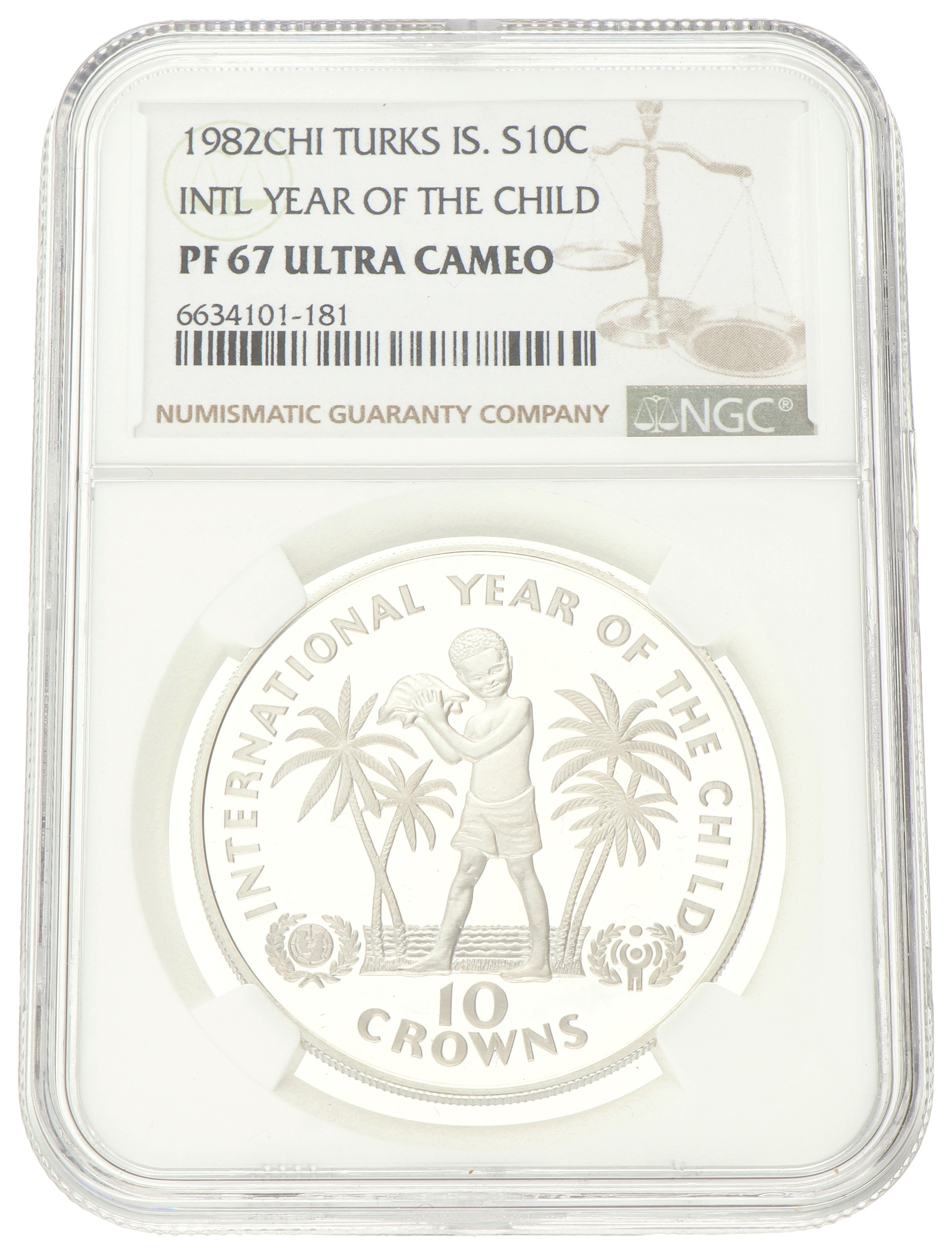 No reserve - Turks and Caicos islands. Elizabeth II. 10 Crowns - Year of the Child. 1982.