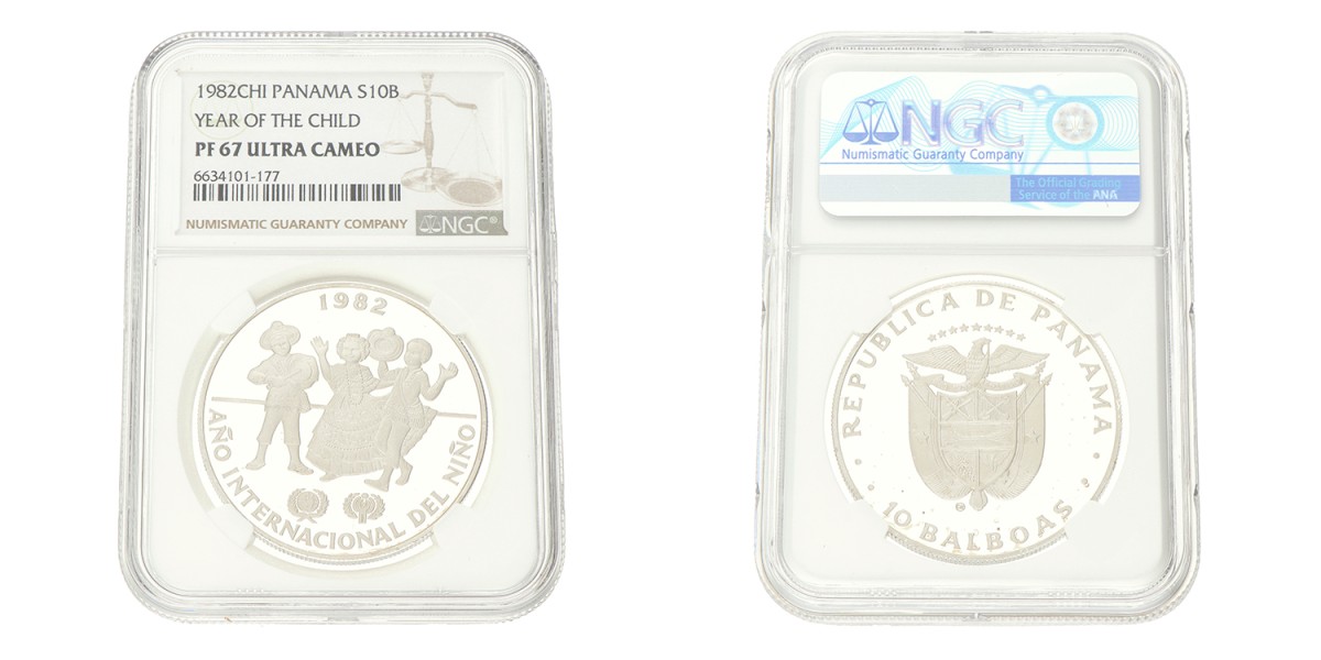 Panama. 10 Balboas - Year of the Child. 1982. PF 67 ULTRA CAMEO.