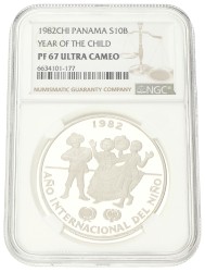 No reserve - Panama. 10 Balboas - Year of the Child. 1982.