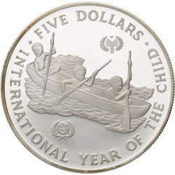 No reserve - Solomon Islands. Elizabeth II. 5 Dollars - Year of the Child. 1983.