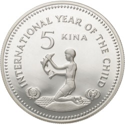 No reserve - Papua New Guinea. Elizabeth II. 5 Kina - Year of the Child. 1981.