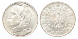 No reserve - Poland. 10 Złotych - Józef Piłsudski. 1936.