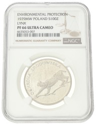 No reserve - Poland. 100 Złotych - Environmental Protection, Lynx. 1979 MW.