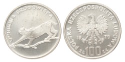 No reserve - Poland. 100 Złotych - Environmental Protection, Lynx. 1979 MW.