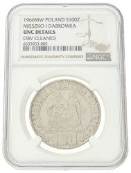 No reserve - Poland. 100 Złotych - Polish Millennium. 1966 MW.