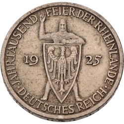 No reserve - Germany. Weimar republic. 3 Mark - 1000th Year of the Rhineland. 1925 A.