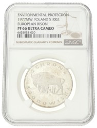 No reserve - Poland. 100 Złotych - Environmental Protection, Buffalo. 1977.