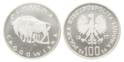 No reserve - Poland. 100 Złotych - Environmental Protection, Buffalo. 1977.