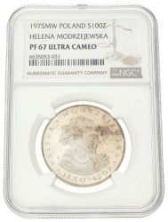 No reserve - Poland. 100 Złotych - Helena Modrzejewska. 1975MW.