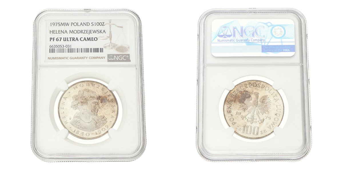 No reserve - Poland. 100 Złotych - Helena Modrzejewska. 1975MW.