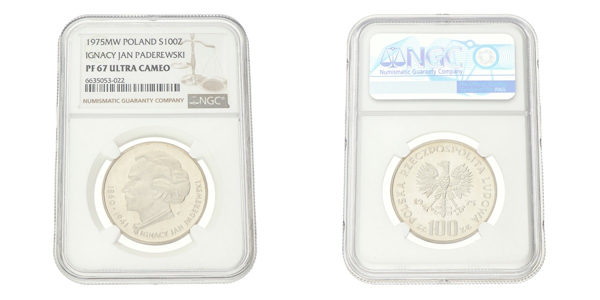 No reserve - Poland. 100 Złotych - Ignacy Jan Paderewski. 1975.