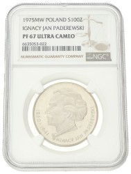 No reserve - Poland. 100 Złotych - Ignacy Jan Paderewski. 1975.