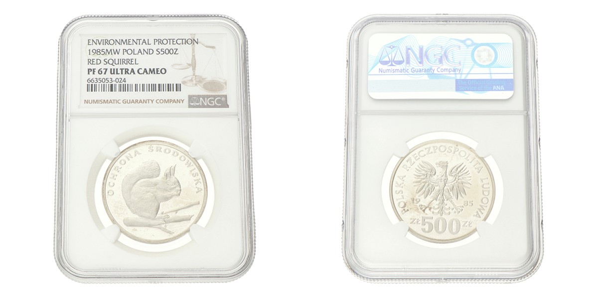 No reserve - Poland. 500 Złotych - Environmental Protection, Squirrel. 1985 MW.