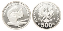 No reserve - Poland. 500 Złotych - Environmental Protection, Squirrel. 1985 MW.