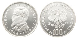 No reserve - Poland. 100 Złotych - Henryk Sienkiewicz. 1977.