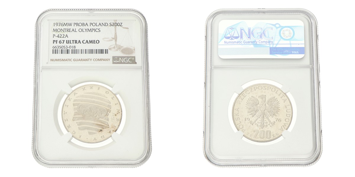 No reserve - Poland. 200 Złotych - PROBA, XXI Summer Olympics. 1976 MW.