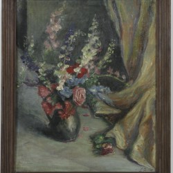 Hollandse School, 20e eeuw. Een stilleven van bloemen op een vaas.