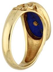 No reserve - Franklin Mint 18K geelgouden vintage ridderring met Russisch wapen op lapis lazuli.