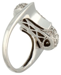 No reserve - 18K Witgouden ring bezet met diamant.