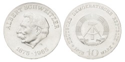 No reserve - Germany. DDR. 10 Mark - Albert Schweitzer. 1975.