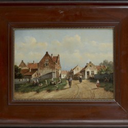 Hollandse School, 19e/20eeeuw, Figuren in een dorp.