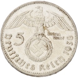 No reserve - Germany. Third Reich. 5 Reichsmark - Paul von Hindenburg. 1938 J.