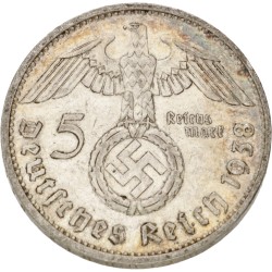 No reserve - Germany. Third Reich. 5 Reichsmark - Paul von Hindenburg. 1938 A.