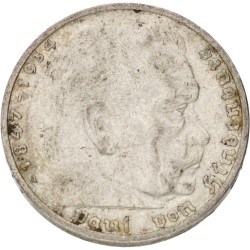 No reserve - Germany. Third Reich. 5 Reichsmark Paul von Hindenburg (No Swastika). 1936 A.