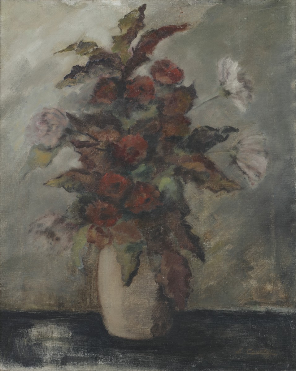 Belgische School, 20e eeuw. Een stilleven van bloemen op een vaas.