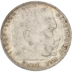 No reserve - Germany. Third Reich. 5 Reichsmark - Paul von Hindenburg. 1936 J.