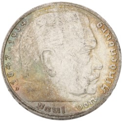 No reserve - Germany. Third Reich. 5 Reichsmark - Paul von Hindenburg. 1936 D (No Swastika).