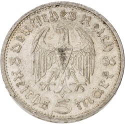 No reserve - Germany. Third Reich. 5 Reichsmark - Paul von Hindenburg. 1935 A.