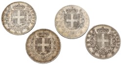 No reserve - Italy. Vittorio Emanule II. Lot (4) 5 Lire. 1869 - 1872.