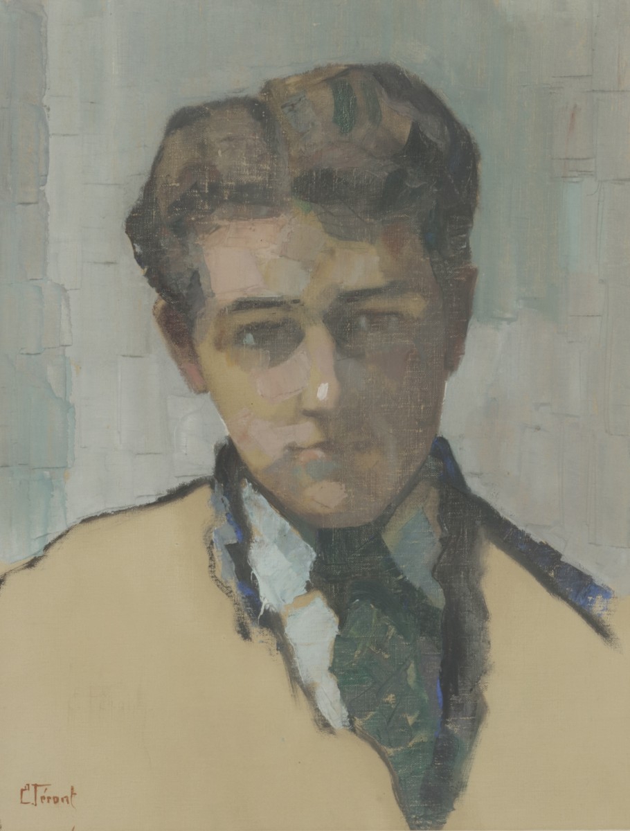 E. Féront, 19e/20e eeuw, Portret van een jongeman, mogelijk zelfportret.