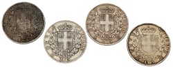 No reserve - Italy. Vittorio Emanuele II. Lot (4) 5 Lire. 1870 - 1876.