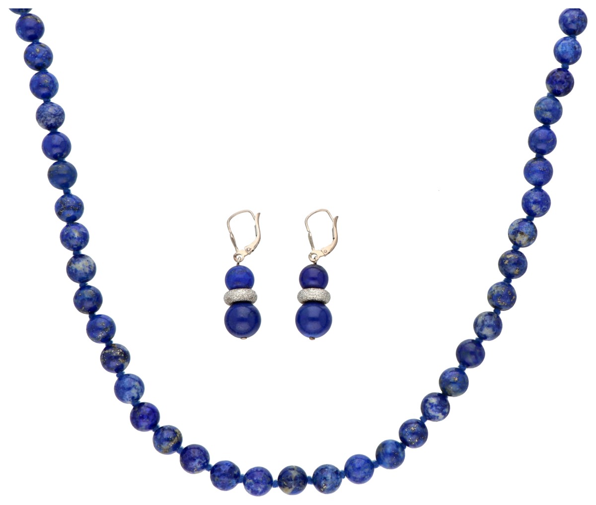 No reserve - Collier en paar oorhangers met lapis lazuli.