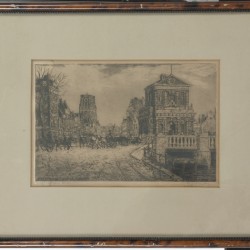 Een kavel bevattende (3) etsen, w.o. Eugéne Rensburg 'Delftse Poort, Rotterdam; Bramdenburg, 'Spporbrug, Rotterdam, en Marinus Jansen, 'Hofplein, Rotterdam'.