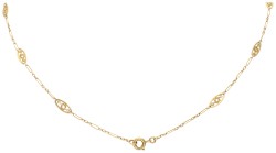 No reserve - Art Nouveau 14K geelgouden collier en hanger met en profil van een dame.