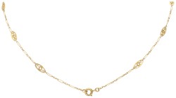 No reserve - Art Nouveau 14K geelgouden collier en hanger met en profil van een dame.