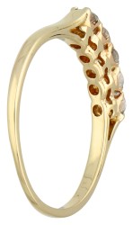 14K Geelgouden demi-alliance ring bezet met diamant.