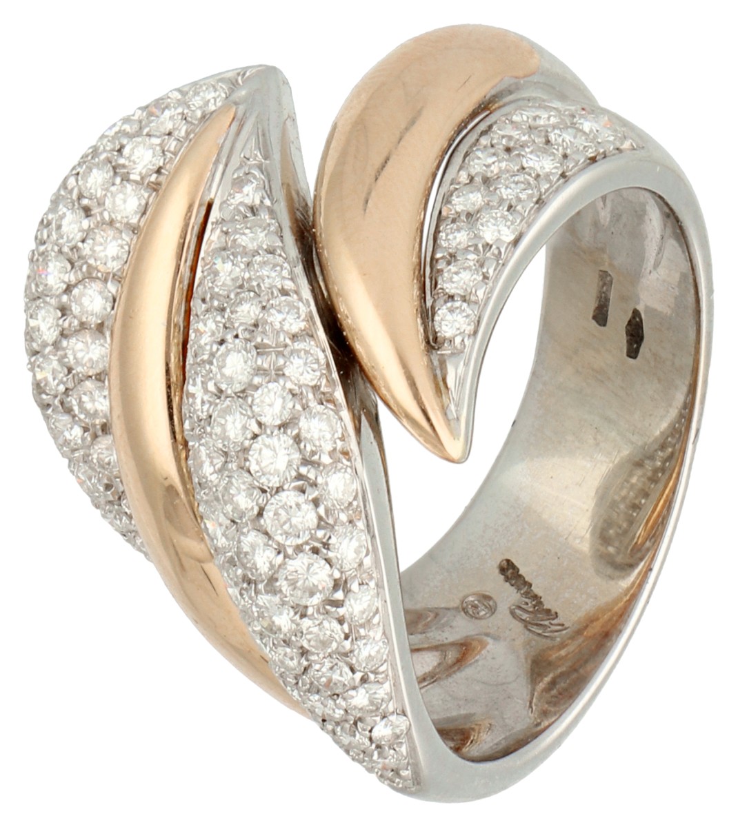 Damiani 18K bicolour gouden design ring bezet met diamant.