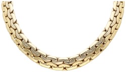 14K Bicolour gouden schakelcollier met saffier.