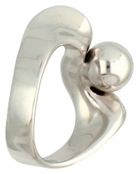 Nanis Italiaans design 18K witgouden ring bezet met diamant.