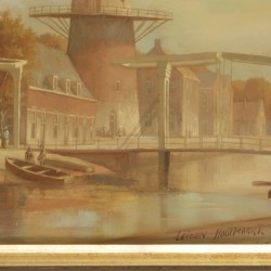 Ron Meilof (Hilversum 1933 - 2016 Hijken), De Houtmarkt te Leiden.