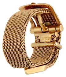 Italiaanse retro 18K geelgouden flexibele gesp ring.