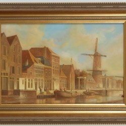 Ron Meilof (Hilversum 1933 - 2016 Hijken), De Houtmarkt te Leiden.