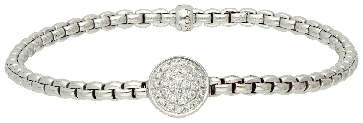 Fope 18K witgouden 'Flex it' armband bezet met ca. 0.29 ct. diamant.